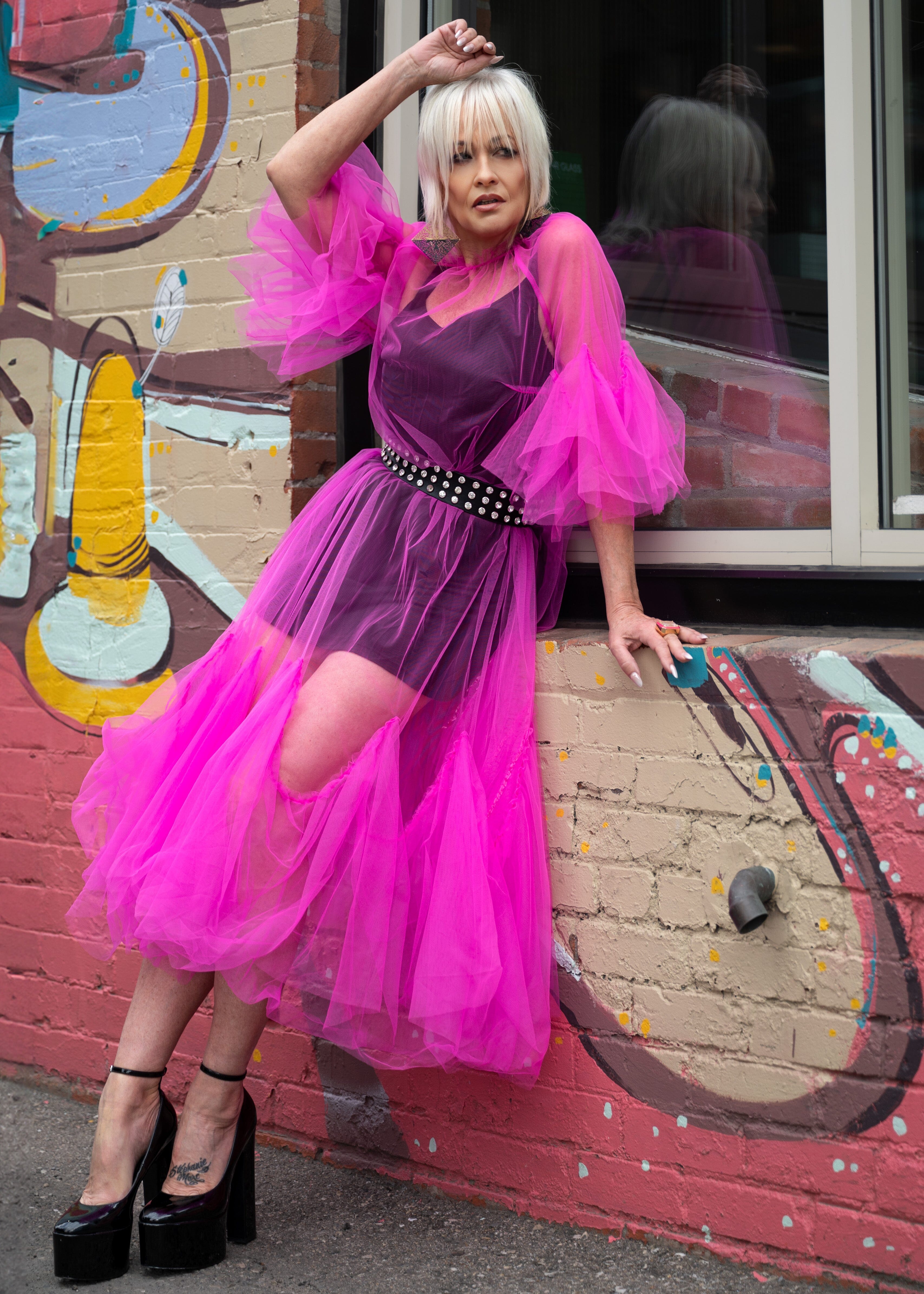 Official Kate Hewko photograph of the hot-pink Avant Garde Tulle Overlay